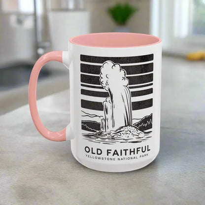 Old Faithful Geyser Yellowstone National Park Coffee Mug 11oz 15oz Blue Black Pink Red - Park Service Apparel