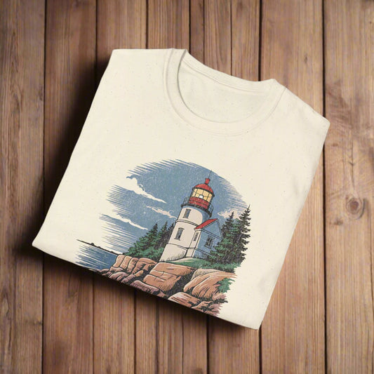 Bass Harbor Head Lighthouse Acadia National Park Unisex Fit Soft T-Shirt Printify