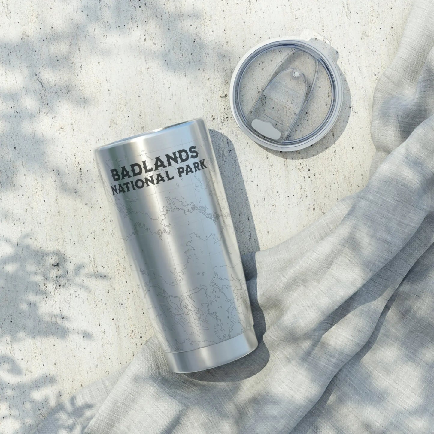 Badlands National Park Topographic Tumbler 20oz USGS Map Print South Dakota - Park Service Apparel