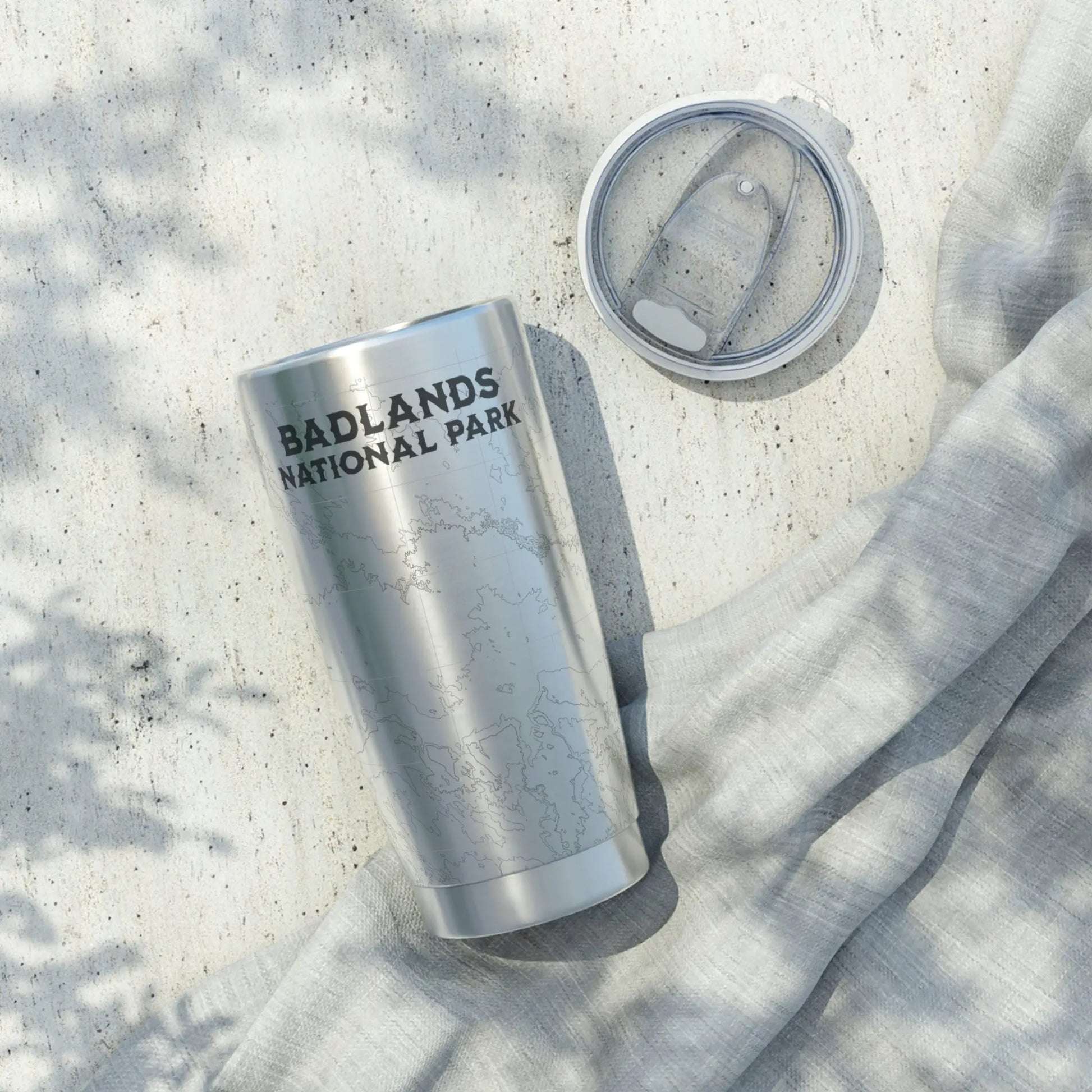 Badlands National Park Topographic Tumbler 20oz USGS Map Print South Dakota - Park Service Apparel