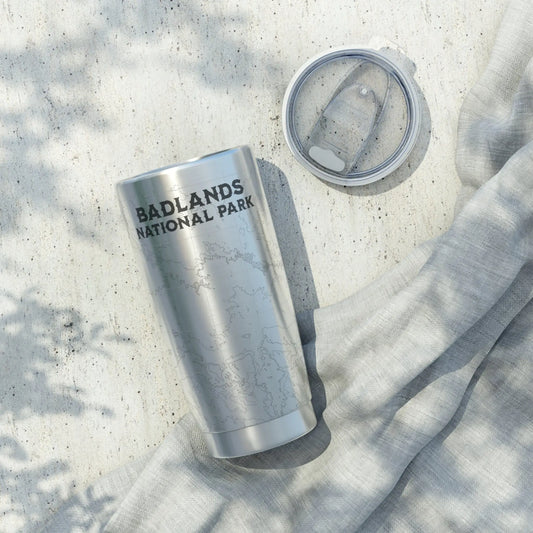 Badlands National Park Topographic Tumbler 20oz USGS Map Print South Dakota - Park Service Apparel