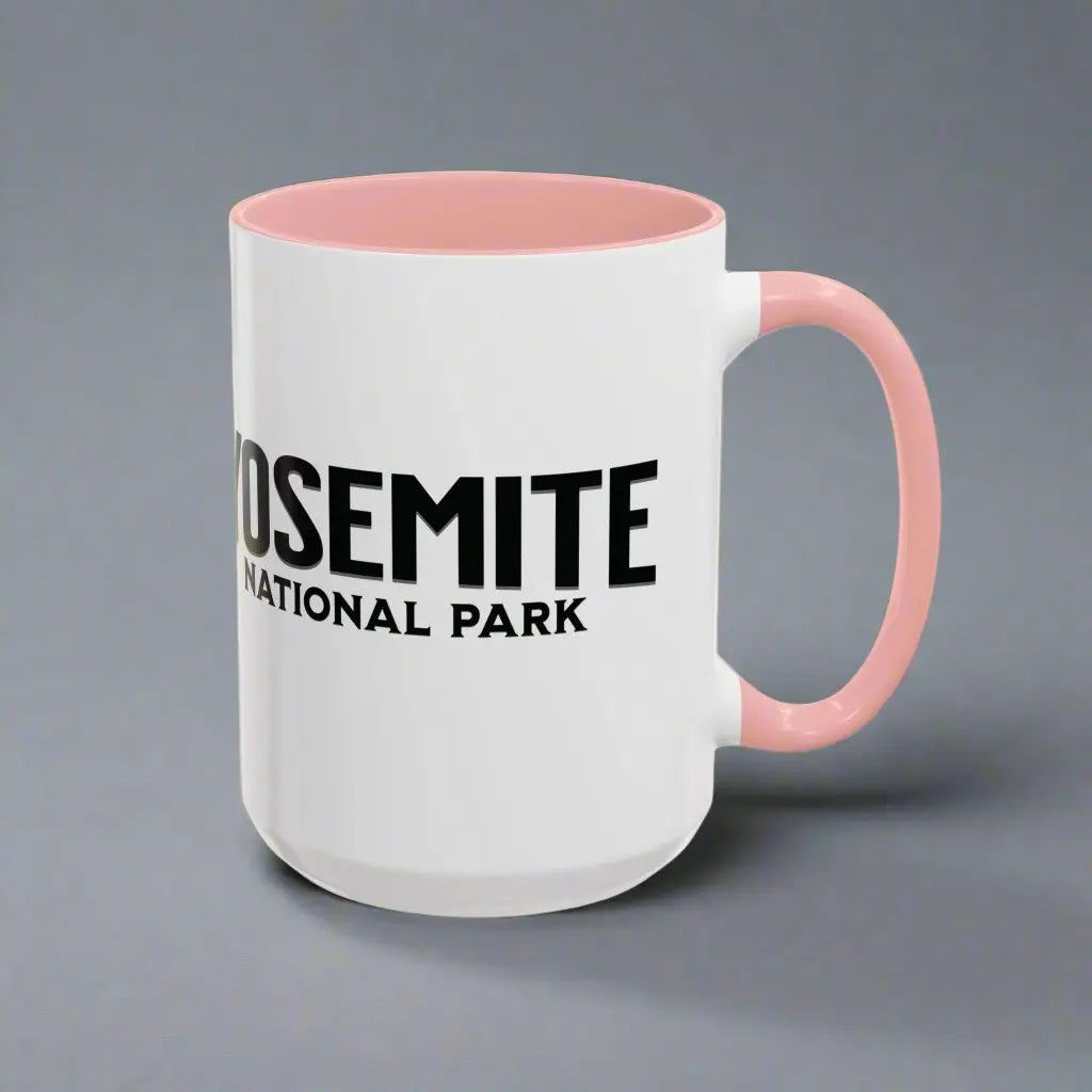 Yosemite National Park Line Art Accent Coffee Mug 11oz 15oz Blue Black Pink Red - Park Service Apparel