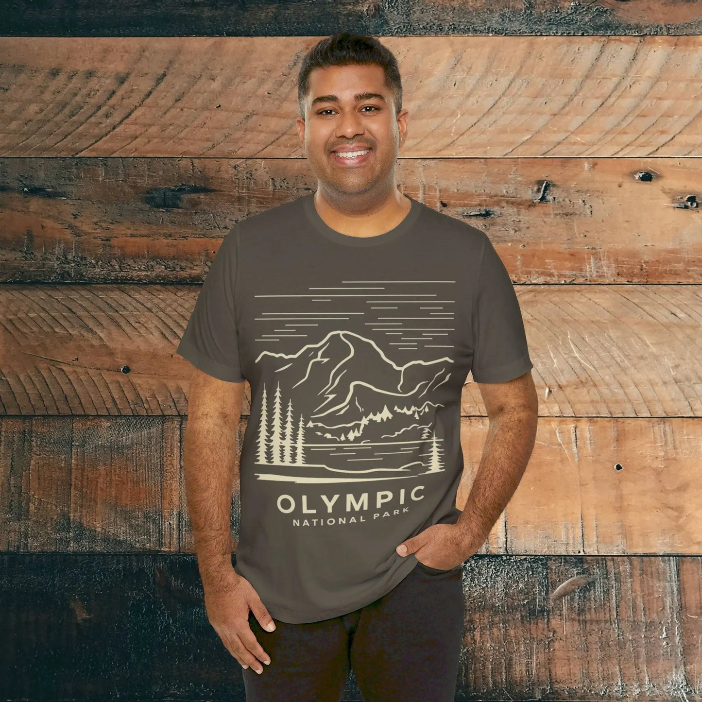 Olympic National Park Unisex Fit Soft T-Shirt Coastal Mountain Art - Park Service Apparel