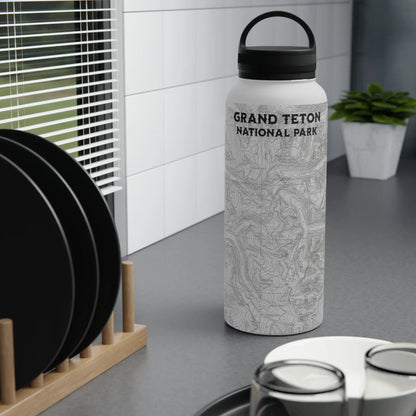 Grand Teton National Park Topographic Stainless Steel Water Bottle Handle Lid - Park Service Apparel