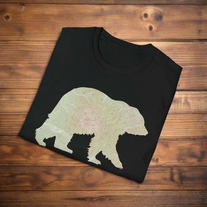 Mount Rainier National Park Topographic Map Bear Unisex Fit Soft T-Shirt Printify
