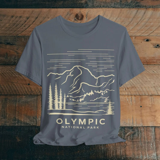 Olympic National Park Unisex Fit Soft T-Shirt Coastal Mountain Art - Park Service Apparel