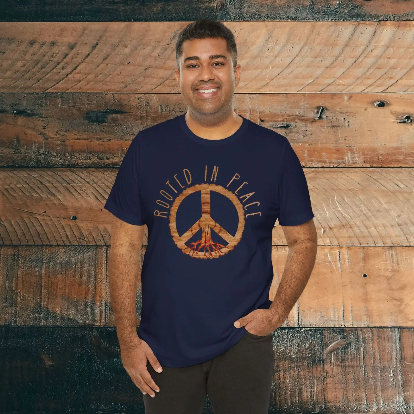 Rooted In Peace Rustic Wood Look  Unisex Fit Short Sleeve T-Shirt Tree Roots - Park Service Apparel