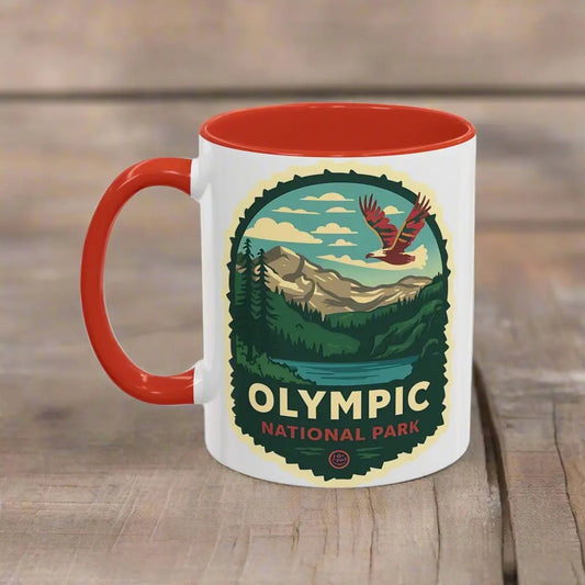 Glacier National Park Accent Coffee Mug 11oz 15oz Eagle Fly Over Blue Black Pink Red Outdoor Inspired Ceramic Mug - Park Service Apparel