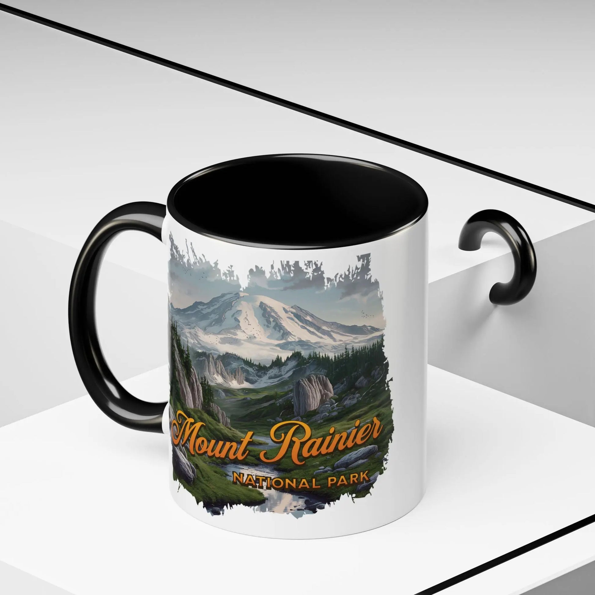 Mount Rainier National Park Accent Coffee Mug 11oz 15oz Blue Black Pink Red Outdoor Inspired Ceramic Mug - Park Service Apparel