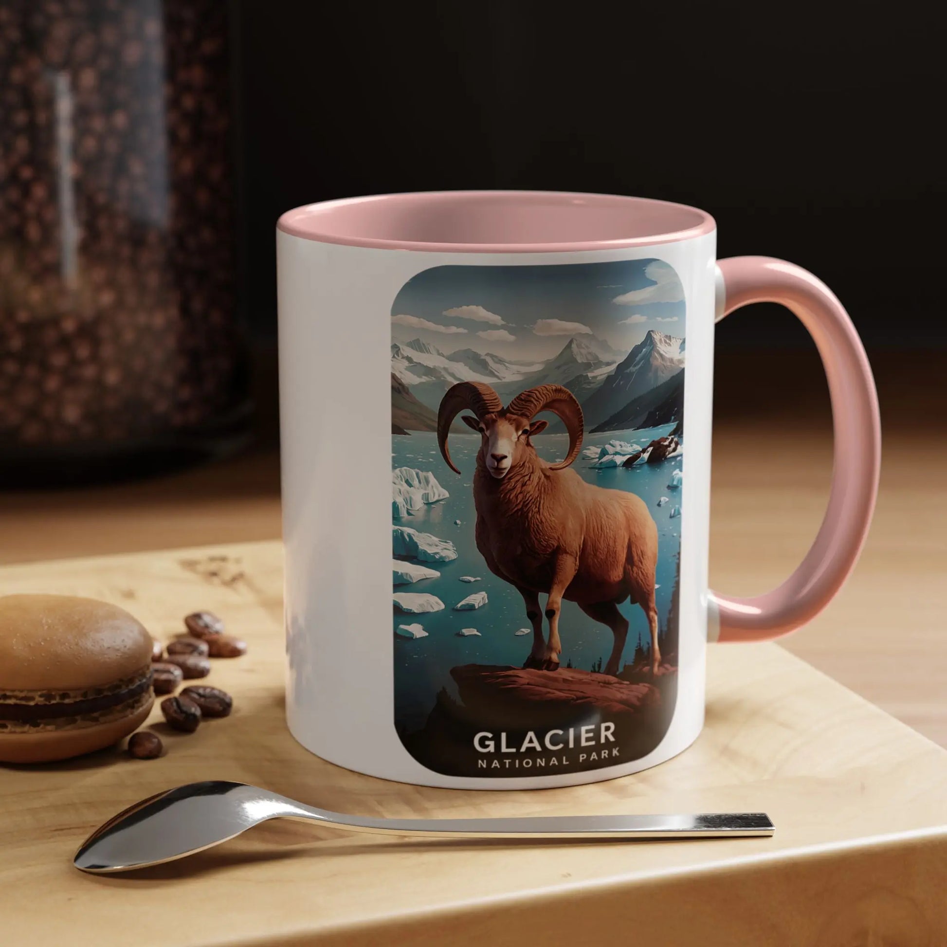 Glacier National Park Big Horned Sheep Scenic Coffee Mug 11oz 15oz Blue Black Pink Red - Park Service Apparel