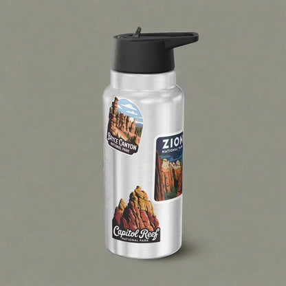Utah National Park/ Nature Custom Sticker Style Insulated Water Bottle Tumbler 32oz Personalize - Park Service Apparel