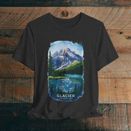 Glacier National Park Unisex Fit Soft T-Shirt Watercolor Style - Park Service Apparel