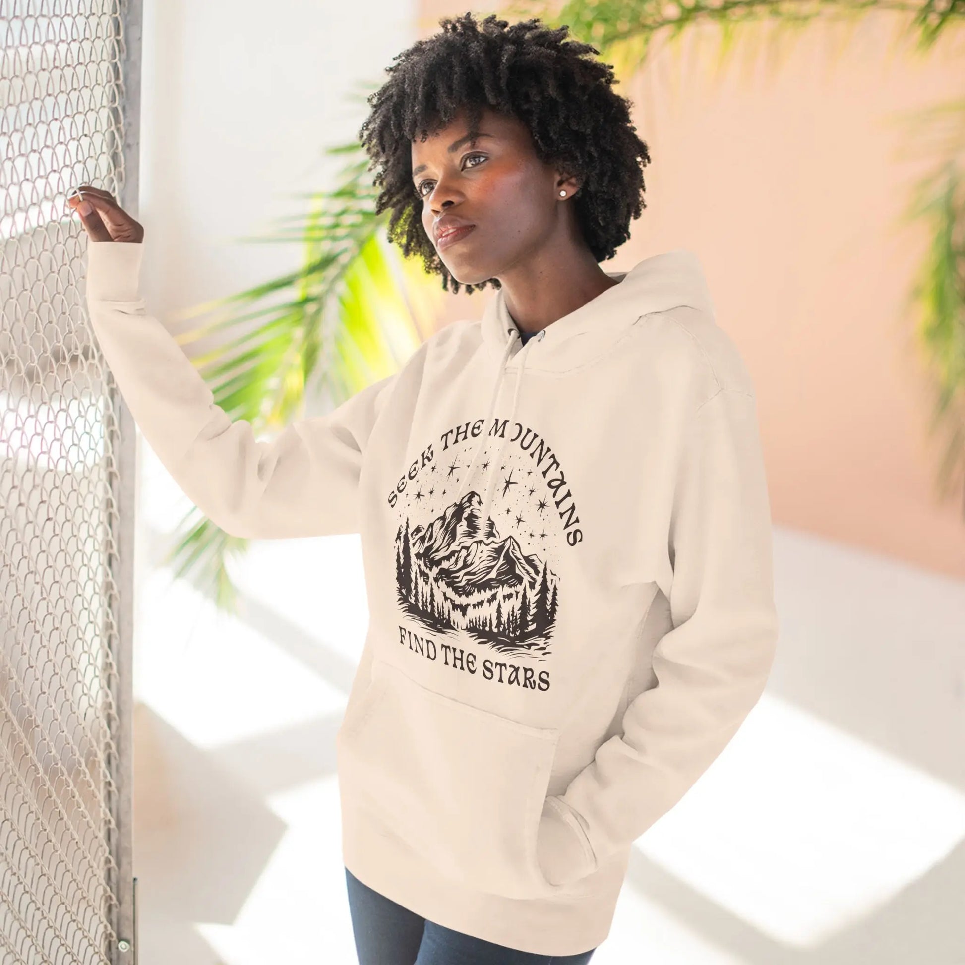 Seek The Mountains Find The Stars Outdoor Mountain Unisex Fit Fleece Hoodie - Park Service Apparel