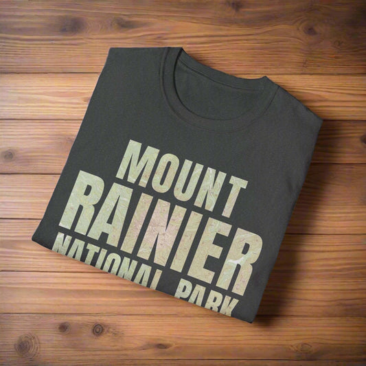 Mount Rainier Topographic Map National Park Unisex Fit Soft T-Shirt Printify