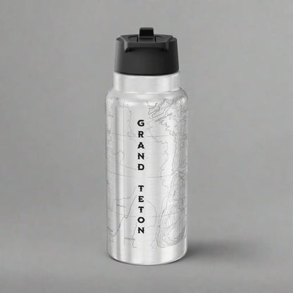 Grand Teton National Park Topographic Insulated Water Bottle Tumbler, 32oz - Park Service Apparel