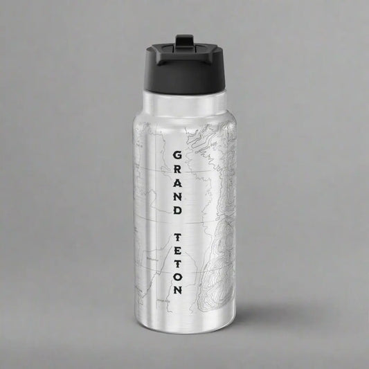 Grand Teton National Park Topographic Insulated Water Bottle Tumbler, 32oz - Park Service Apparel