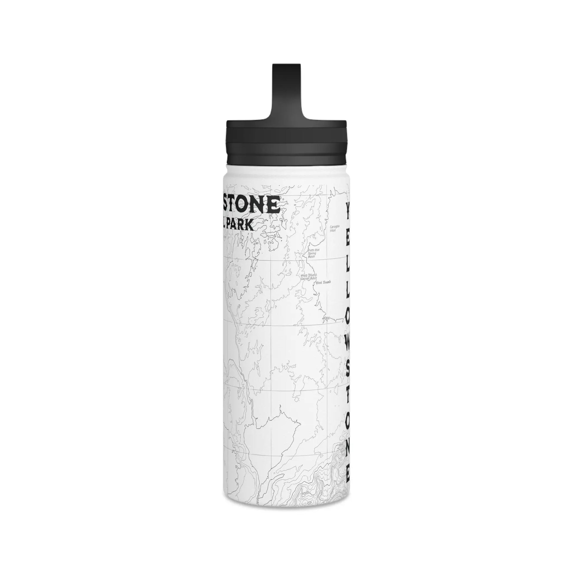 Yellowstone National Park Topographic Stainless Steel Water Bottle (3 Lid Options, 3 sizes) - Park Service Apparel