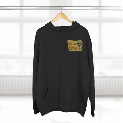 Yosemite National Park Fleece Hoodie Scenic Valley Art Wooden Mountain Sign - Park Service Apparel