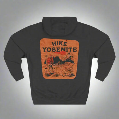 Hike Yosemite National Park Unisex Fit Fleece Hoodie Wooden Mountain Sign - Park Service Apparel