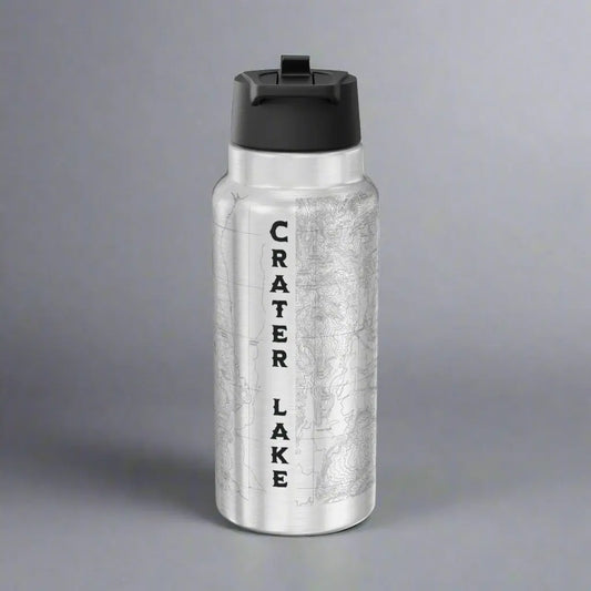 Crater Lake National Park Topographic Insulated Water Bottle Tumbler 32oz Pacific Crest Trail PCT USGS Map Print - Park Service Apparel