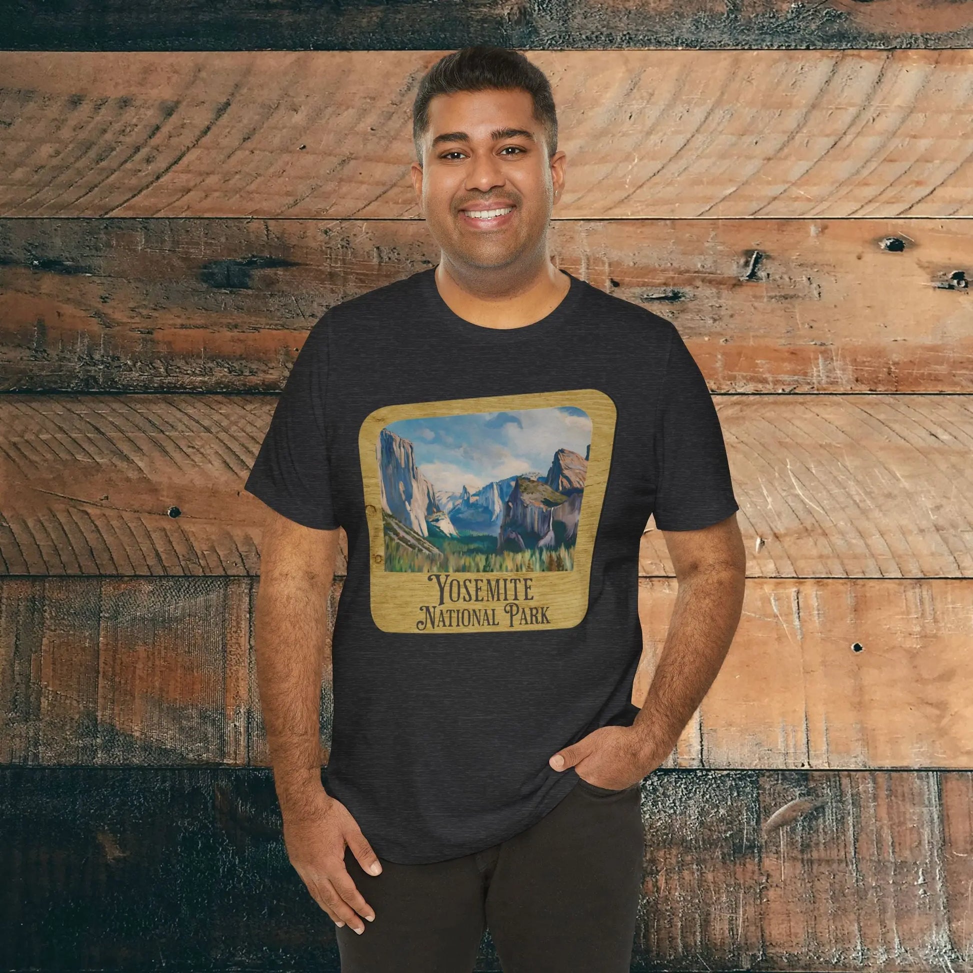 Yosemite National Park Unisex Fit Short Sleeve T-Shirt Wood Sign - Park Service Apparel