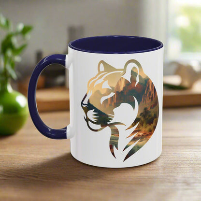 Zion National Park Mountain Lion Colored Coffee Mug 11oz 15oz Utah Canyon Coffee Cup Light Blue, Navy, Black, Pink, Red Printify