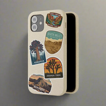Biodegradable Custom National Park Sticker Style Printed Phone Case Personalize Your Phone Protector (iPhone 11-15) (Galaxy 20-22) - Park Service Apparel