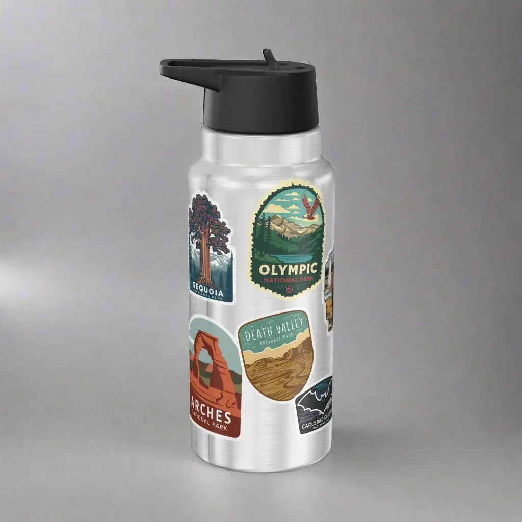 Personalized Nature/National Parks  Sticker Style Insulated Water Bottle Tumbler 32oz Customize - Park Service Apparel