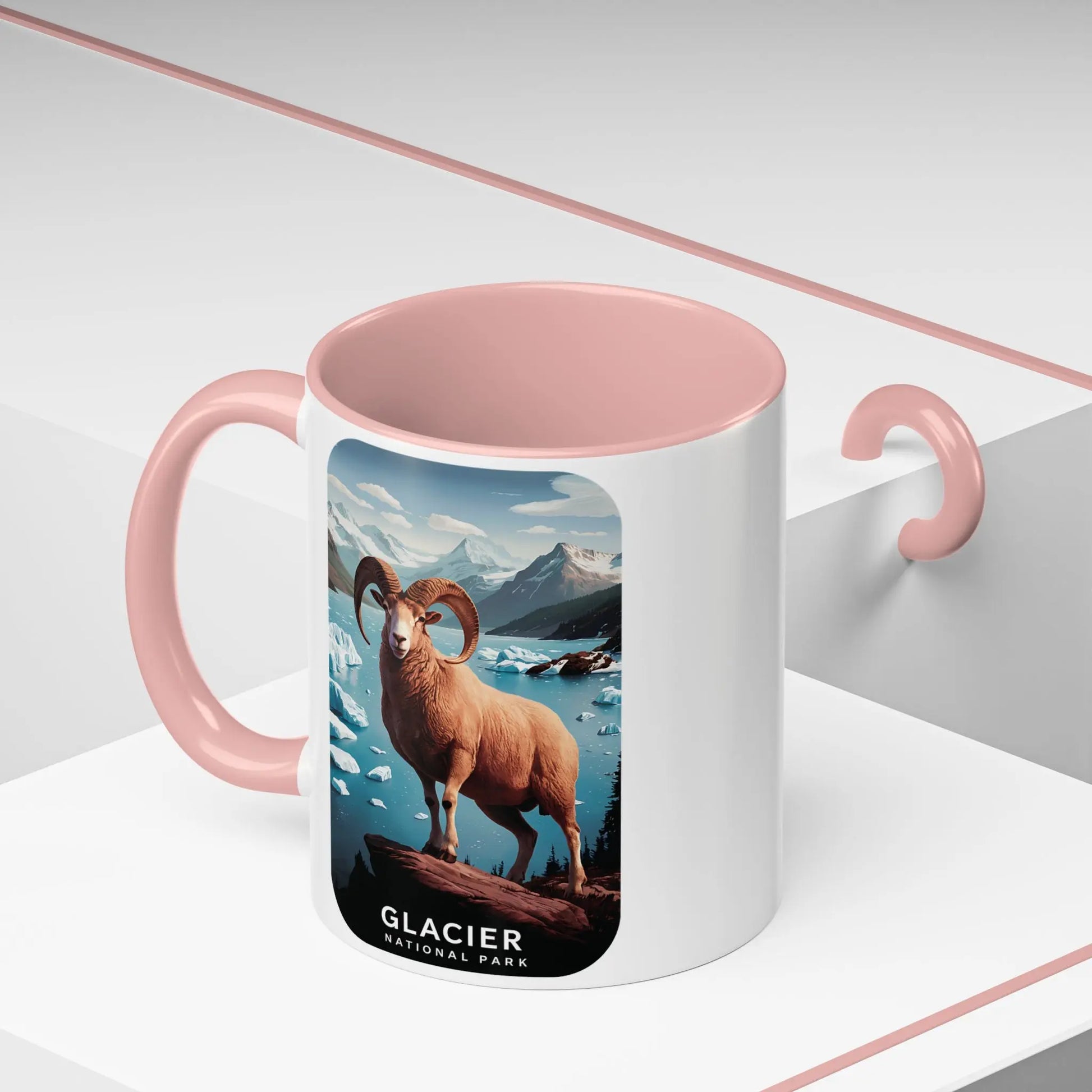 Glacier National Park Big Horned Sheep Scenic Coffee Mug 11oz 15oz Blue Black Pink Red - Park Service Apparel