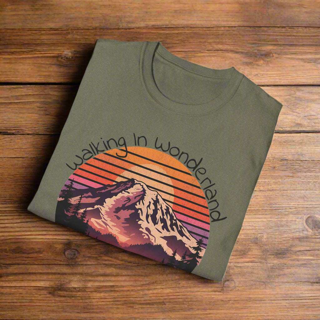 Walking In Wonderland Mount Rainier National Park Unisex Fit Soft T-Shirt Printify