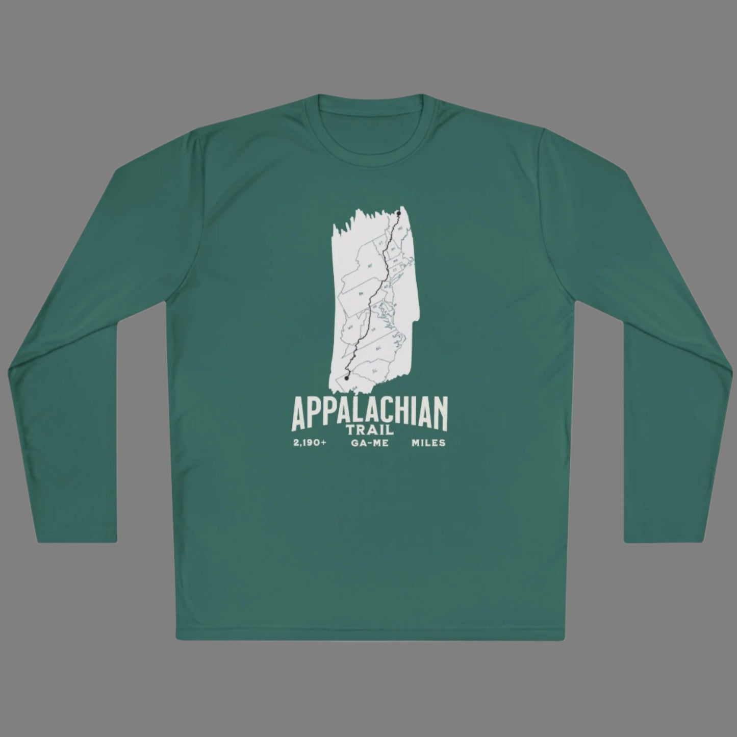Appalachian Trail White Blaze Map Unisex Fit Tech Sport  Long Sleeve Performance Shirt Printify