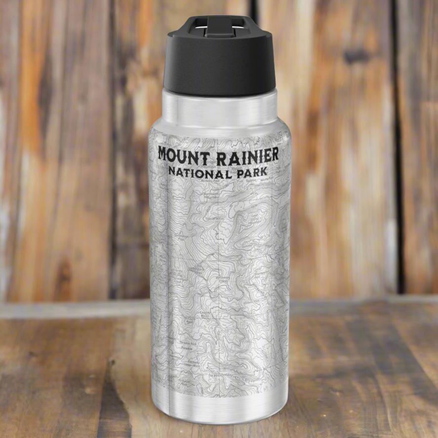 Mount Rainier Topographic Insulated Water Bottle Tumbler 32oz Printify