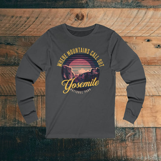 Yosemite National Park Unisex Fit Long Sleeve T-shirt Valley Retro - Park Service Apparel