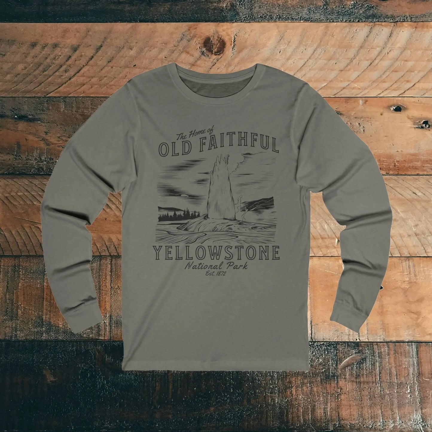 Yellowstone National Park Old Faithful Geyser Unisex Fit Long Sleeve T-shirt - Park Service Apparel