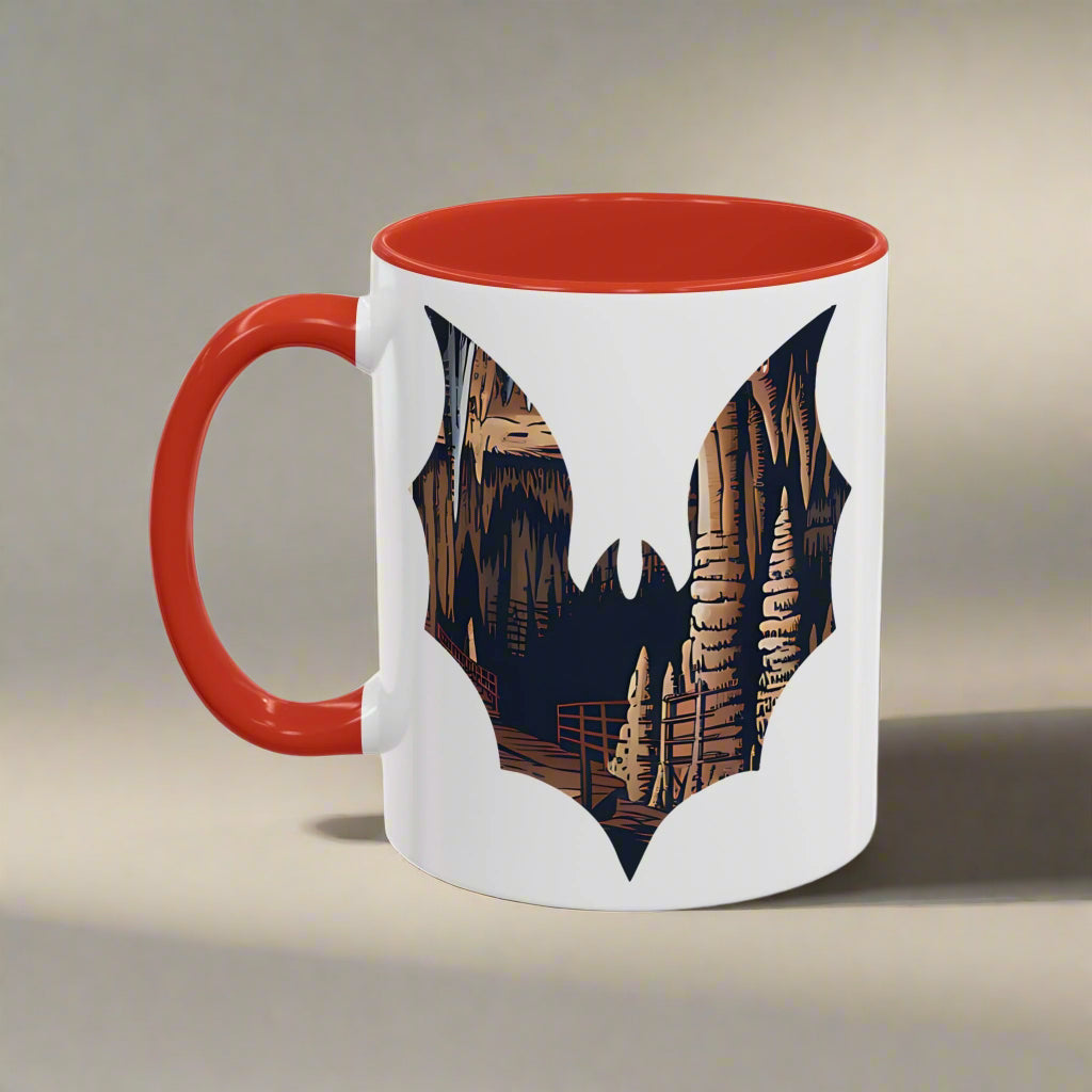 Carlsbad Caverns National Park Colored Coffee Mug 11oz 15oz Colorful Bat Cup Light Blue, Navy, Black, Pink, Red Printify