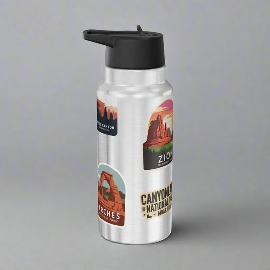 Utah National Park/ Nature Custom Sticker Style Insulated Water Bottle Tumbler 32oz Personalize - Park Service Apparel