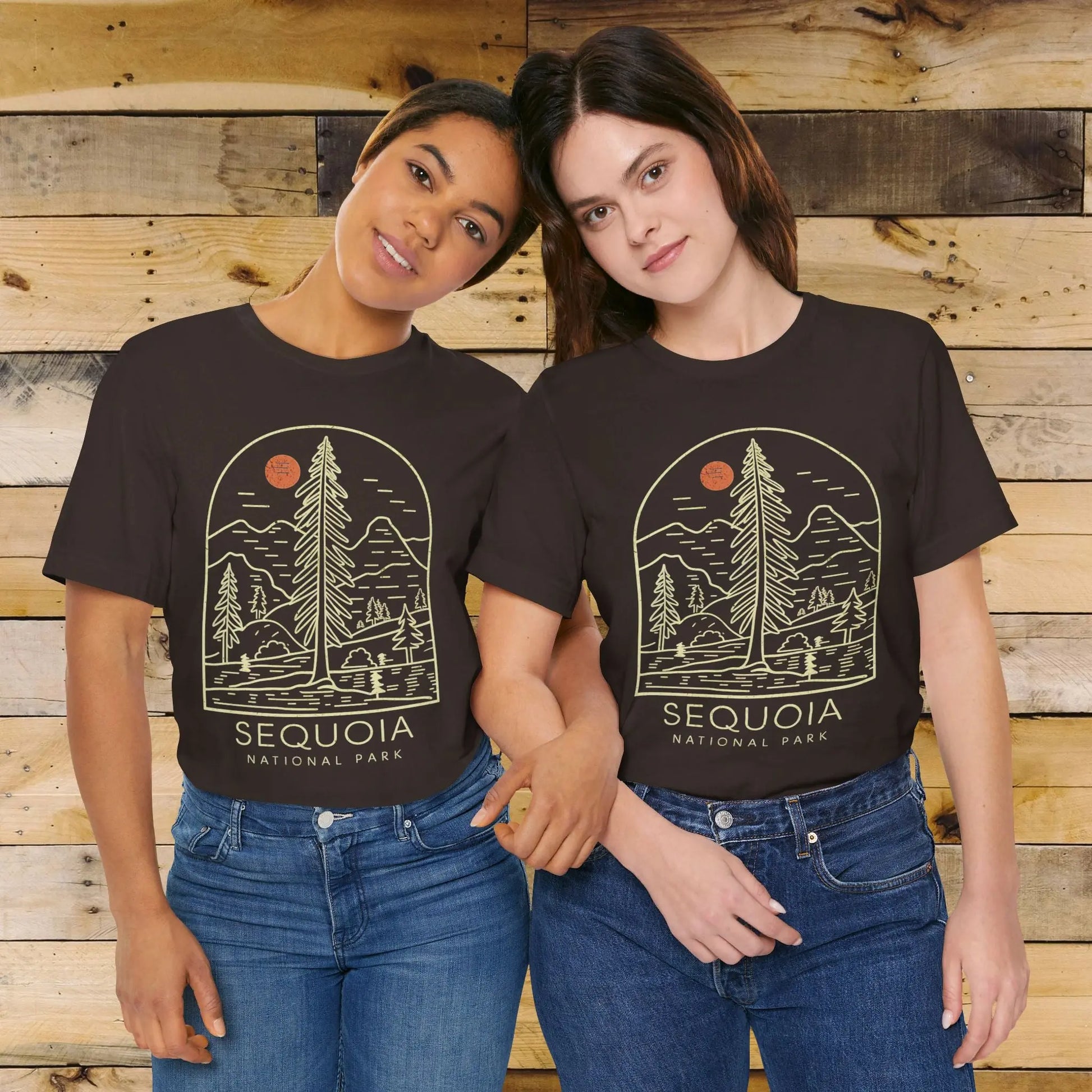 Sequoia National Park Unisex Fit Soft T-Shirt Big Tree Line Art - Park Service Apparel