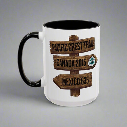 Pacific Crest Trail Accent Coffee Mug 11oz 15oz National Scenic PCT Wood Mile Sign Printify