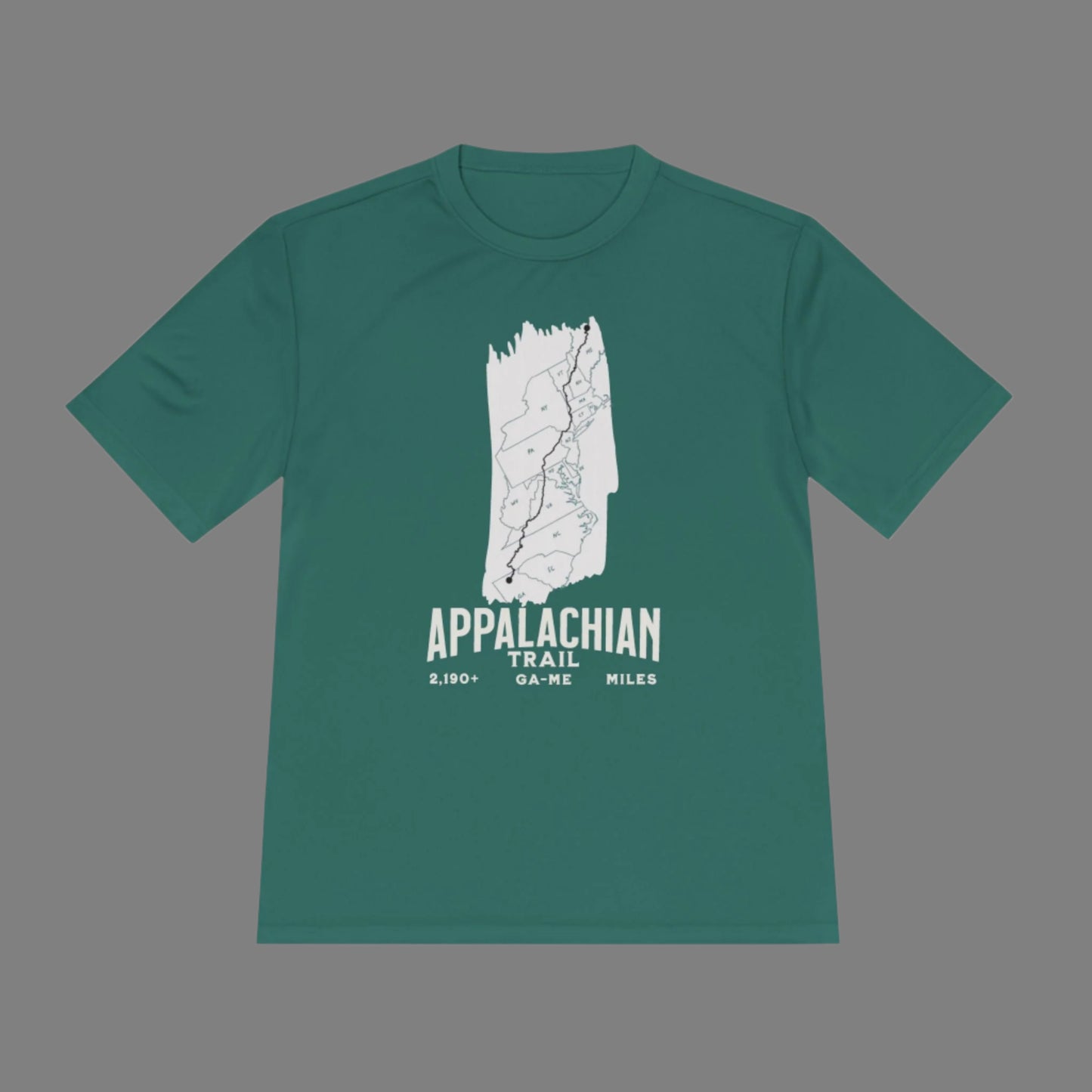 Appalachian Trail White Blaze Map Unisex Fit Sport Tech Performance T-shirt Printify