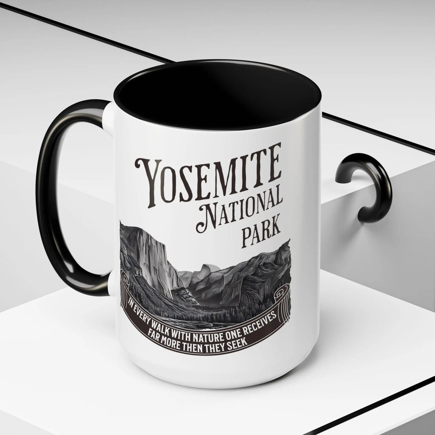 Yosemite National Park Coffee Mug 11oz 15oz Walk With Nature John Muir Quote Blue Black Pink Red - Park Service Apparel