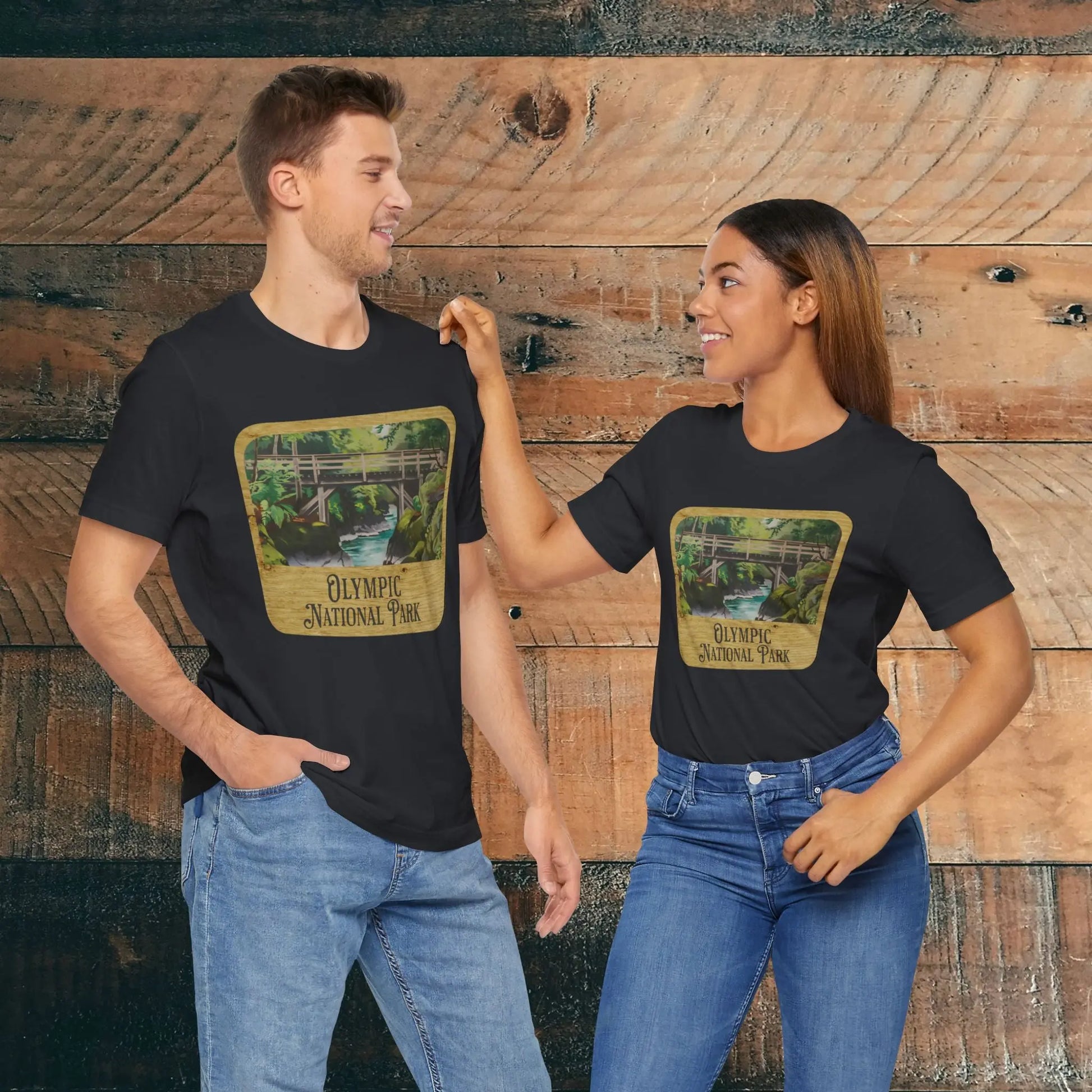 Olympic National Park Unisex Fit Short Sleeve T-Shirt Wood Sign - Park Service Apparel