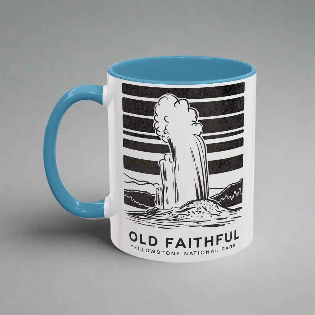 Old Faithful Geyser Yellowstone National Park Coffee Mug 11oz 15oz Blue Black Pink Red - Park Service Apparel