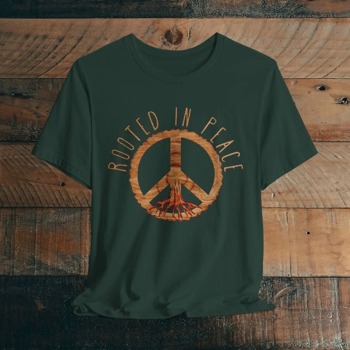 Rooted In Peace Rustic Wood Look  Unisex Fit Short Sleeve T-Shirt Tree Roots - Park Service Apparel