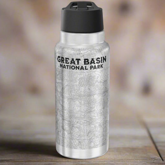 Great Basin National Park Topographic Insulated Water Bottle Tumbler 32oz Real USGS Topo Map Printify