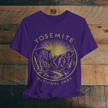 Yosemite National Park Valley Outline Art Unisex Fit Soft T-Shirt Wood Pattern - Park Service Apparel