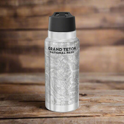Grand Teton National Park Topographic Insulated Water Bottle Tumbler, 32oz - Park Service Apparel
