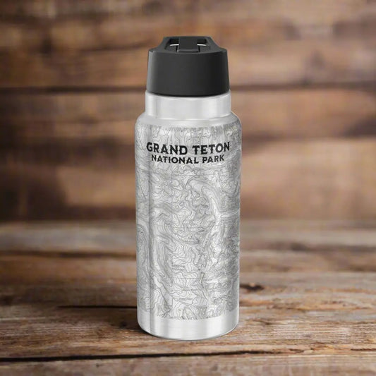 Grand Teton National Park Topographic Insulated Water Bottle Tumbler, 32oz - Park Service Apparel