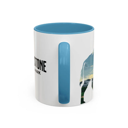 Yellowstone National Park Buffalo old Faithful Geyser Accent Coffee Mug 11oz 15oz Blue Black Pink Red - Park Service Apparel