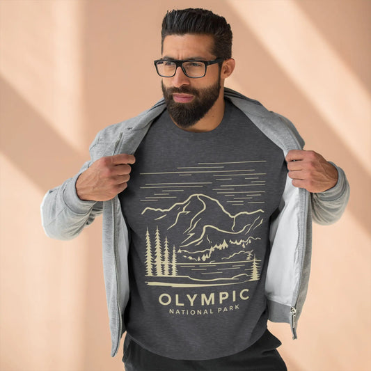 Olympic National Park Unisex Fit Crewneck Sweatshirt Coastal Line Art - Park Service Apparel
