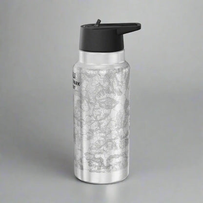 Denali National Park Topographic Insulated Water Bottle Tumbler 32oz Real USGS Topo Map Print - Park Service Apparel